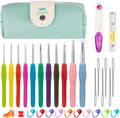 Hot Sell Aluminum Colorful Ergonomic Soft Rubber Comfort Grip Crochet Hook Knitting Needles Kit With Portable Bag