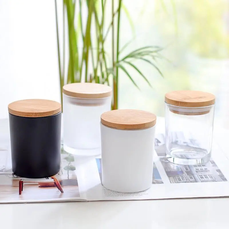 Frosted 200g Amber Brown 2023 Candle Jar with Bamboo Lid