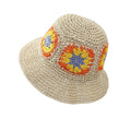 Women Fashion Summer Paper Crochet Straw Hats Black Handmade Beach Sun Bucket Hat for Sale
