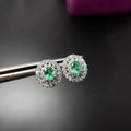 Handmade 3x4mm Natural Emerald Oval Stud Earrings 925 Sterling Silver Rhodium Plated Trendy Jewelry for Women Gift