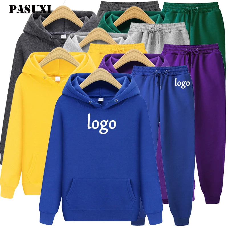 PASUXI Wholesale Casual Sublimation 100% Polyester Hoodie Track Suit Plain Set Sweatsuits Hoodies Custom Logo Men's Tracksuit