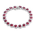 Luxury 5x5mm Heart Ruby Tennis Bracelet Handmade Jewelry Bracelet Solid 925 Gemstone Jewelry Gift for Her