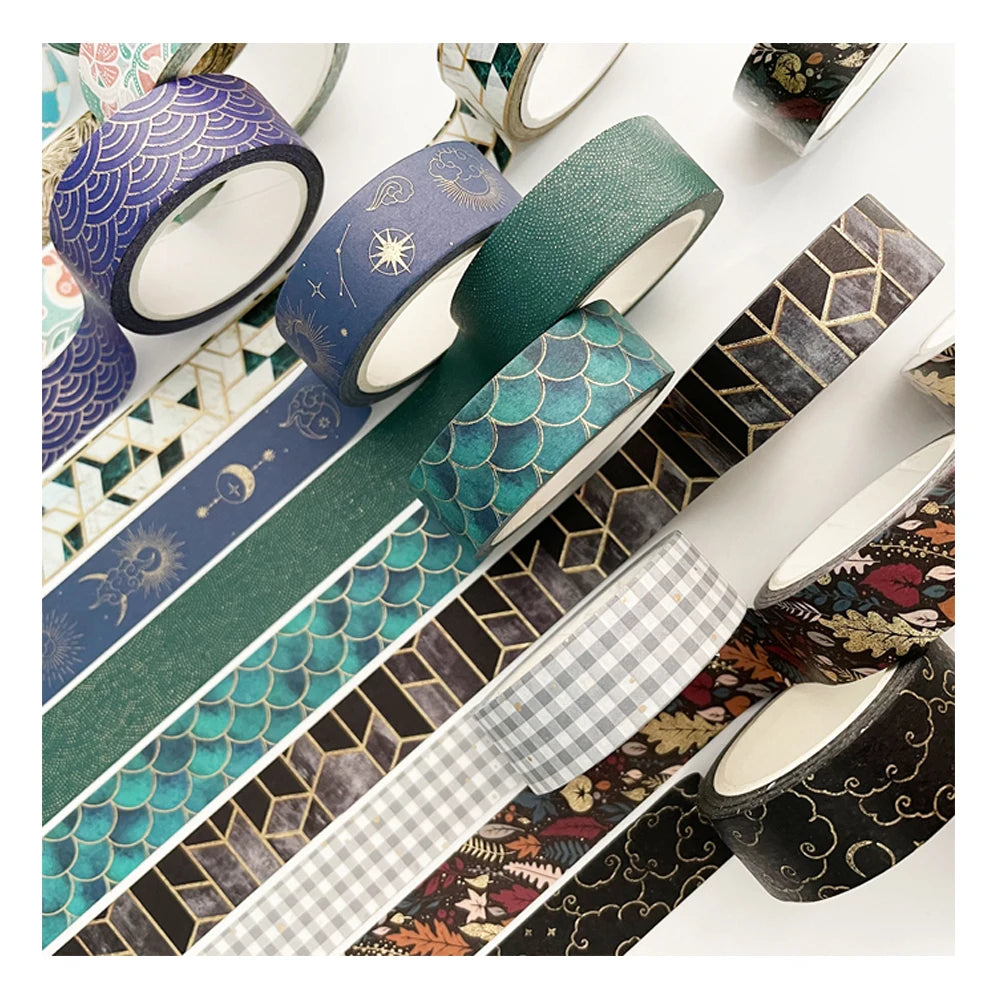 1.5*7CM Gold Stamping Washi Paper Tape Handmade Masking Tape Decorative Tape DIY for Planner Gift Scrapbooking