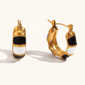 Dingran Top Quality Fashion Stainless Steel Enamel Big Earrings 18k Gold Plated Hoop Earrings for Women