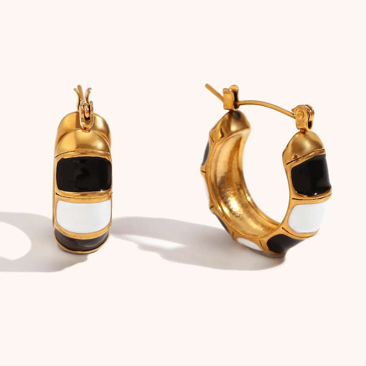 Dingran Top Quality Fashion Stainless Steel Enamel Big Earrings 18k Gold Plated Hoop Earrings for Women