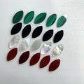 Double Flat Marquise Cut 7x14.3x2mm Natural White Mother of Pearl Shell Black Onyx Green Malachite Red Carnelian Leaf Gemstone