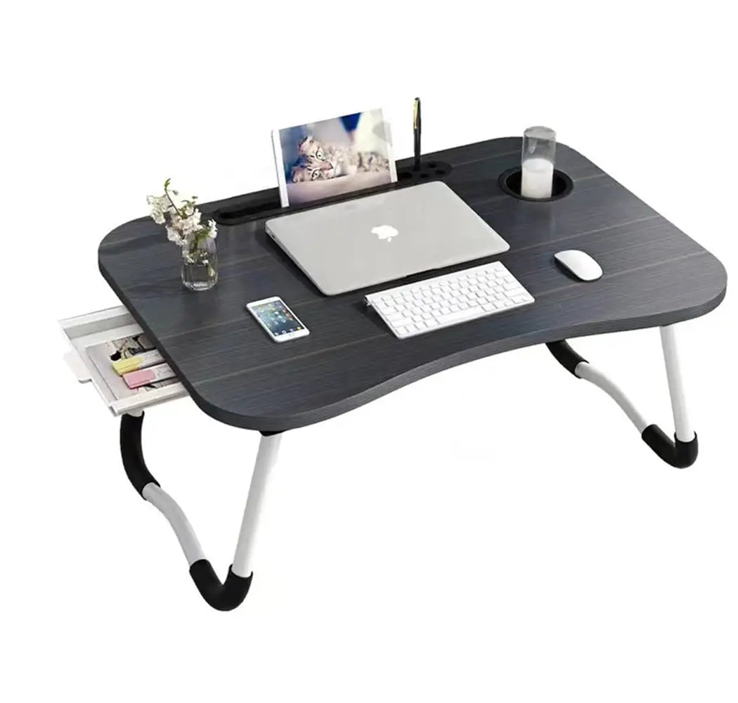 MDF Wooden Portable Mesa Portatil Folding Computer Bed Desk Foldable Small Bed Laptop Table with Drawer