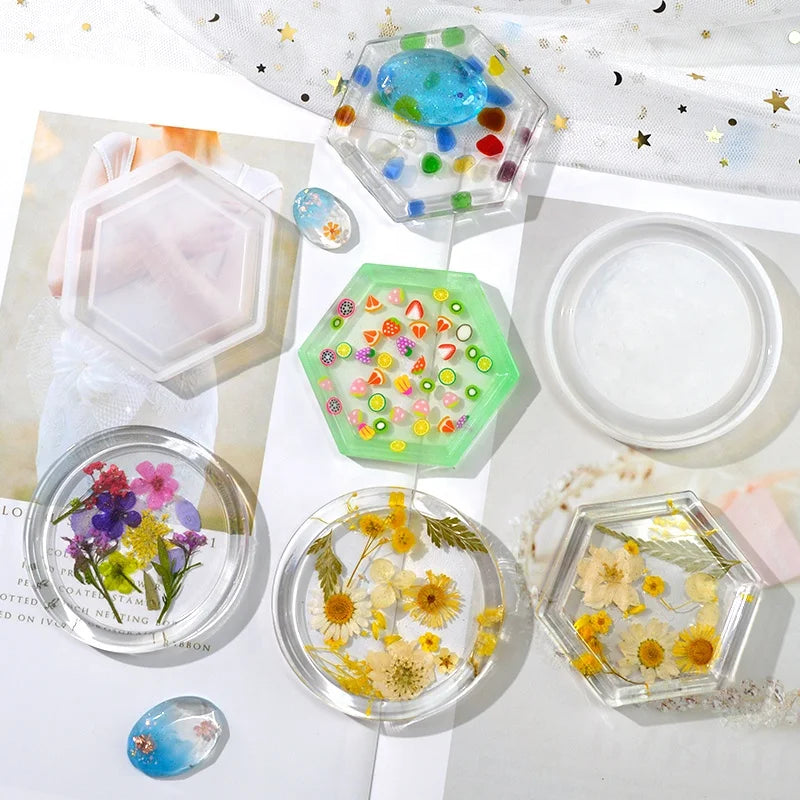 DM076 Crystal Plate Resin Mold Dish Handmade Round Flat Bottom Silicone Mould for DIY Resin Art Cake Tools Opp Bag Moulds