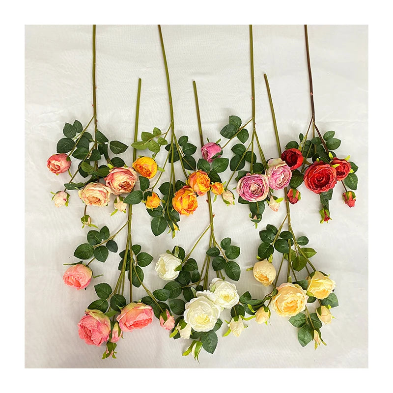 Wedding Flower 6 Head Angus Burn Edge Rose Flower Artificial Flowers Decorative
