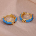 Dainty Enamel Huggie Hoop Earring 925 Sterling Silver Hoop Earrings 14k Gold Plated Earrings