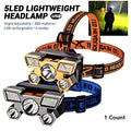 5 LED USB Rechargeable Portable 4 Modes Super Bright 3LED+6SMD LED Night Headlamp for Outdoor Fishing & Camping