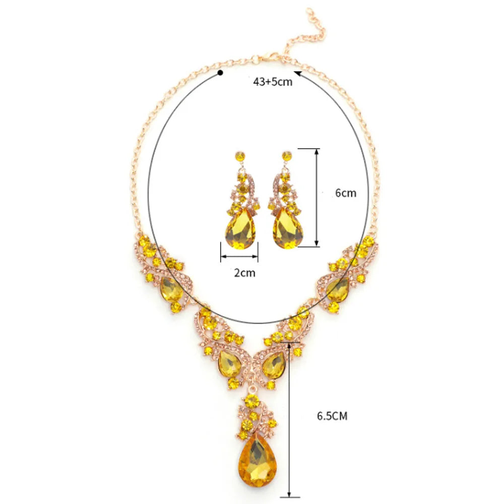 Wholesale Fashion Rhinestone Glass Crystal Glitter Set Elegant Necklace and Earring Jewelry Sets Party Women China Supplier