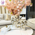 New Design Ceramic Ginger Jar Hot Sale Custom White and Gold Electroplating Large Tall Decorative Jar Ceramic Vase for Flower