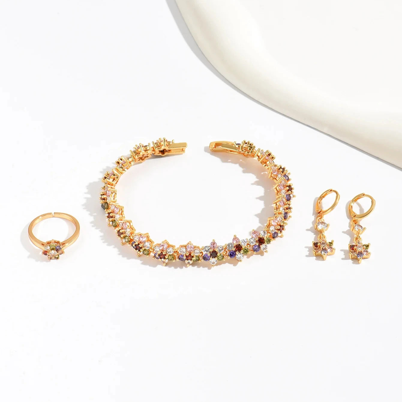 CM YIM 2025 Women Wholesale Perfect Art Deco Earring Ring Bracelet Jewelry Set With Best Quality Ensemble Bague De Fiancalles