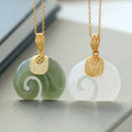 SC 2022 Chinese Style Lucky Jewelry Women Stainless Steel Chain Pendant Necklace Elephant Shape Jade Pendant Necklace