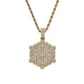 CN229  Brass Setting CZ Snowflake  Pendant Iced Out Cubic Zircon Necklace Hip Hop Jewelry Bling Bling