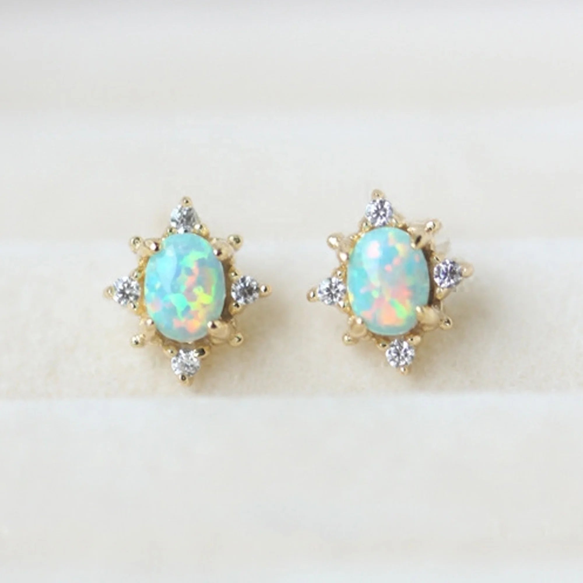 925 Sterling Silver Gold Plated Opal Bridal Jewelry Western Earrings Fashion Earrings Wholesale