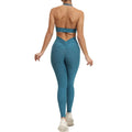 Wholesale Active Wear Sportswear Women Gym Fitness Sets Two Piece Yoga Wear Workout Yoga V Back Scrunch Butt Pants Set