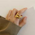 EManco Ins 2022 Hot Selling Titanium 18K Gold Plated Rings Unique Design Braided Ring Fashion Big Ring for Women