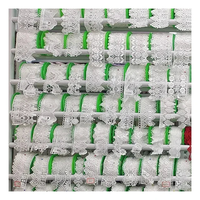 Cheap Price 1-1.5 Cm Width 100% Polyester Water Soluble Lace Trimming Embroidery