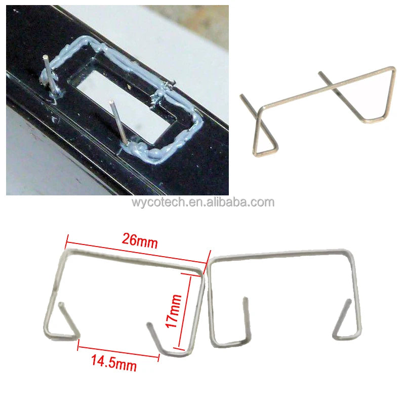 Car Bumper Repair Pins 100pcs / Poly Bag Stainless Steel SUS201 M-shape Pre-cut for Bodywork Plastic Repair