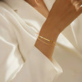 Trendy 18k Gold Minimalist 925 Sterling Silver Double Layer Chain Flat Snake Bracelet Jewelry