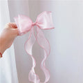 Gordon Ribbons Custom Size Sweet Organza/Chiffon Hair Bow Long Hair Clips with Elastic Bank for Girls Party