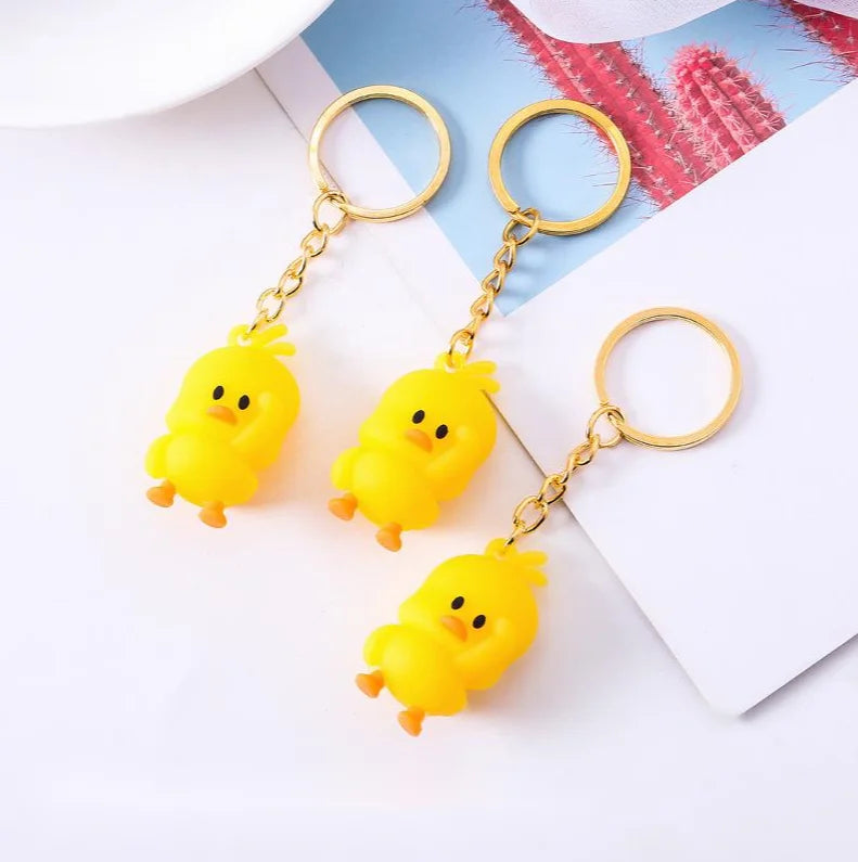 New Fashion Cute Duck Keychain Owl and Piglet Cartoon Animal Key Chain Mobile Phone Bag Fun Key Pendant