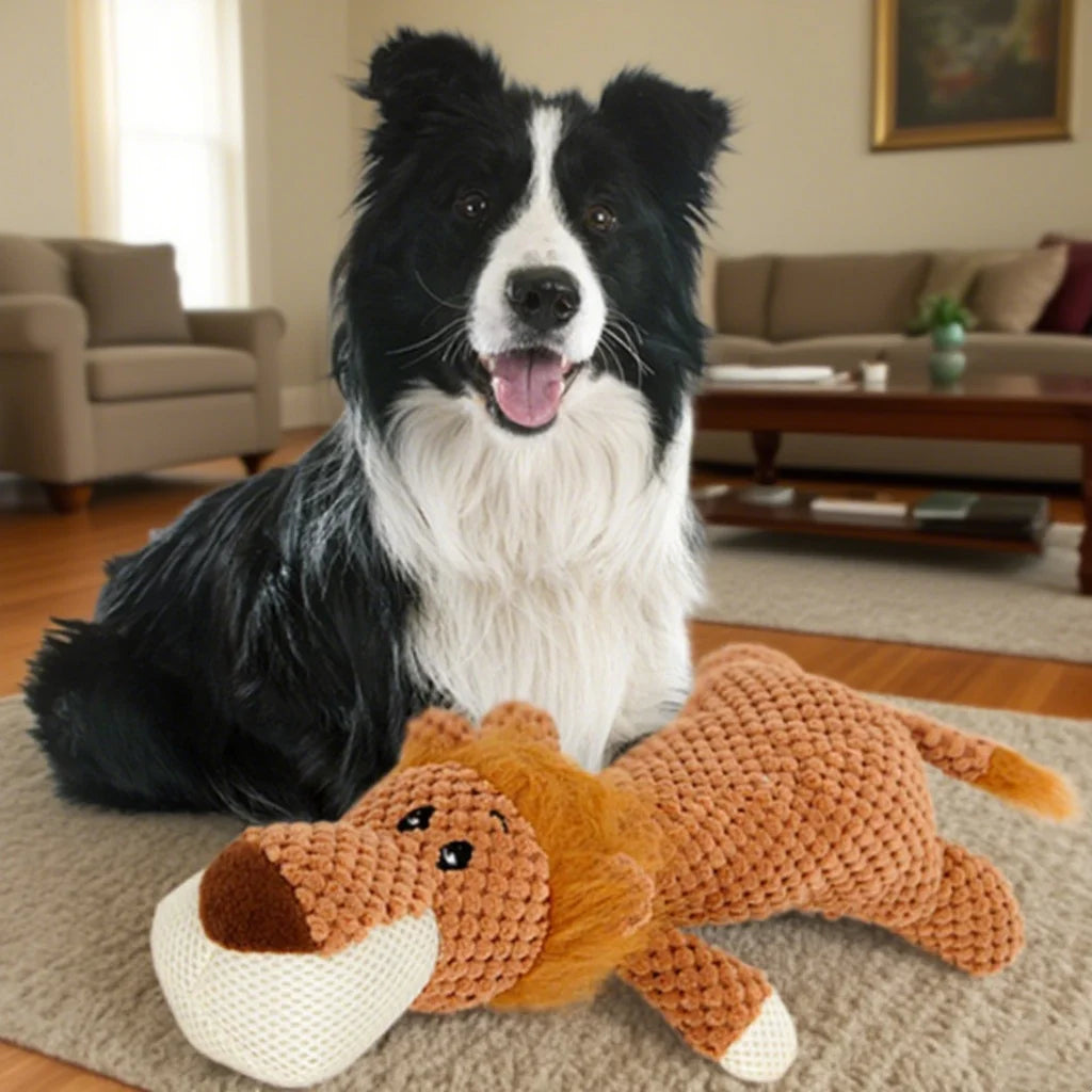 Juicepet Cartoon Dog Plush Toys Teeth Grinding Cleaning Squeaky Bite Toy Durable Small Medium-Sized