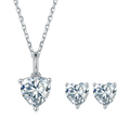 T90C Heart Shape Diamond Women Jewelry Sets White Gold Plated Silver Necklace and Earring