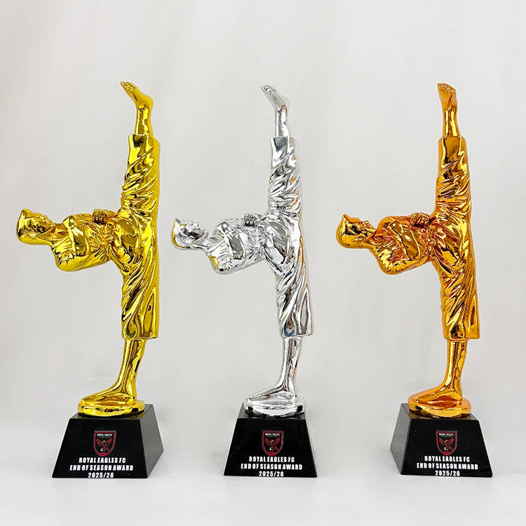 Gold Silver Bronze Resin Taekwondo Sports Event Crystal Trophy Award MH-NJ0283