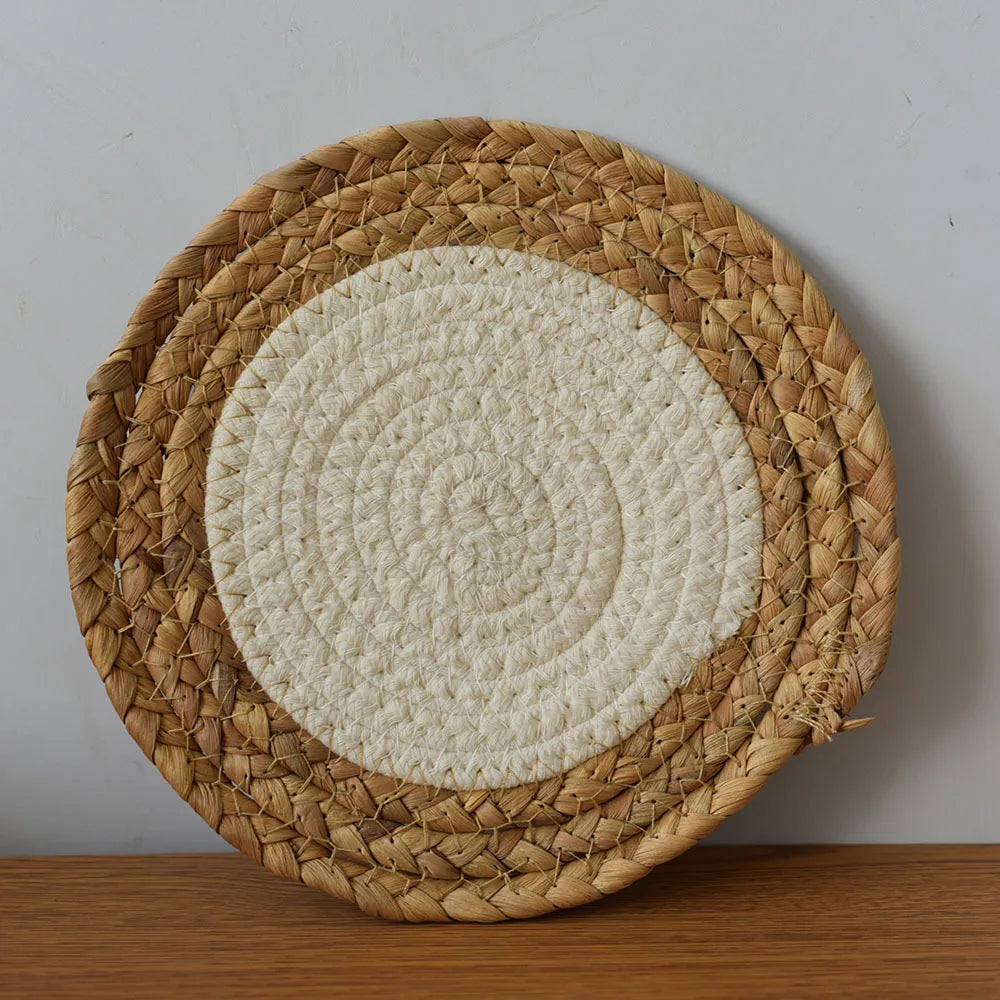 Wholesale Classic Gourd Straw Cotton Rope Mixed Handmade Woven Mat Dining Table Decorative Cup Bowl Linen Round Placemat