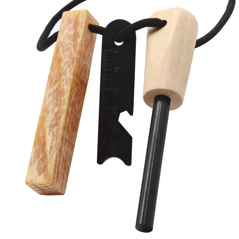 Waterproof Tinder Fatwood Stick Camping Firesteel Fire Starter Kit with Survival Paracord