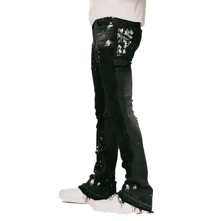 AeeDenim Custom Men Flare Jeans Streetwear Fashion Slim Stacked Jeans