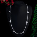 82cm Shiny Cubic Zirconia Paved Long Tennis Chain Butterfly Sweater Necklace for Women Engagement Party Jewelry