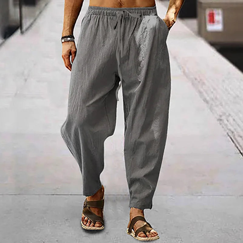 Cotton and Linen Men's Pants & Trousers Custom Solid Colors Casual Track Long Pants for Men 2023