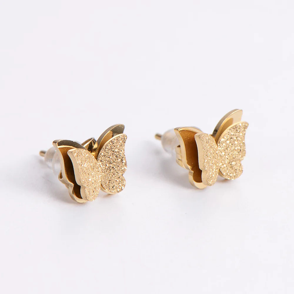 Free Shipping New Design Fashion Latest Trends Jewelry Gold Tiny Wing butterfly Studs Earrings