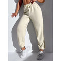 F230455 Custom Logo Ladies Loose Fitting Fleece Cotton Sports Fitness Jogging High Waist Women Sport Gym Sweat Pants