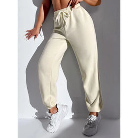 F230455 Custom Logo Ladies Loose Fitting Fleece Cotton Sports Fitness Jogging High Waist Women Sport Gym Sweat Pants