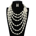 ROMANTIC Unique Wholesale Women Fashion Jewelry Set Multi Layer Pearls Necklace Set