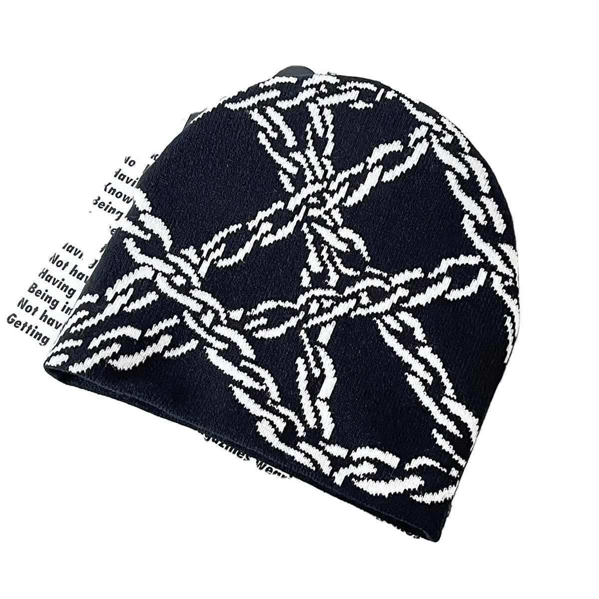 Unisex Acrylic Jacquard Winter Cap Fashionable Hip Pop Style 3D Embroidery Logo Graphic Chain Pattern Warm Knitted Sport Travel