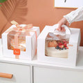High-End Customised Logo Paper Cake Boxes Transparent Window Wedding Bakery Birthday Packaging for Foods Matt Lamination