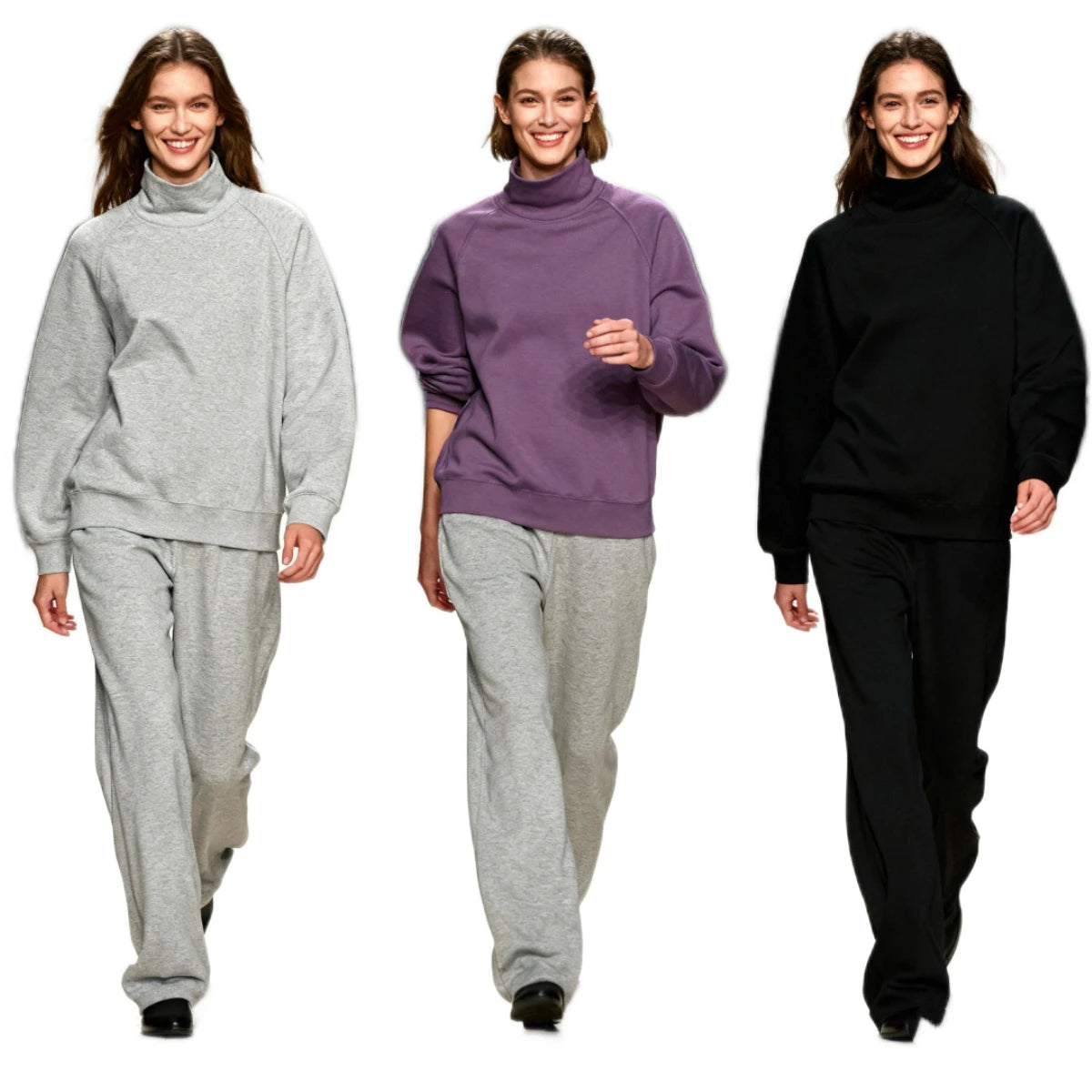 Custom Clothing Unisex Sweatsuit Breathable Cotton Fleece Turtleneck Pullover Sweatshirt Hoodie Jogger Pants Tracksuit Sweatsuit