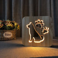 Wooden Bulldog Lamp Lighting Dog Paw Warm White Lava Sleeping 3D LED Night Light Table Lamp Kids Gift Home Bedside Decor Lamp