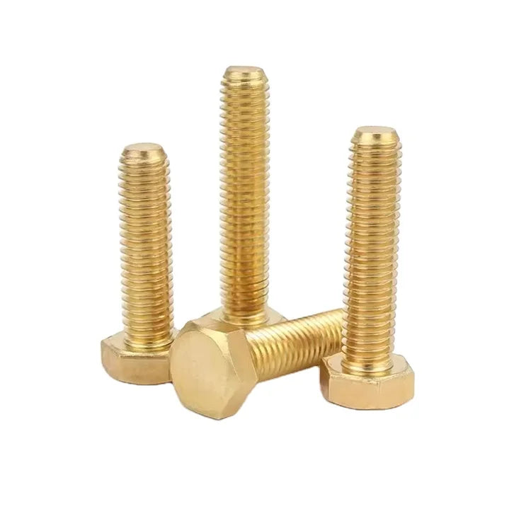 M5 M6 Brass Hexagon Bolt Full Thread Outer Hex Screw Electrical Screw Machine Bolt