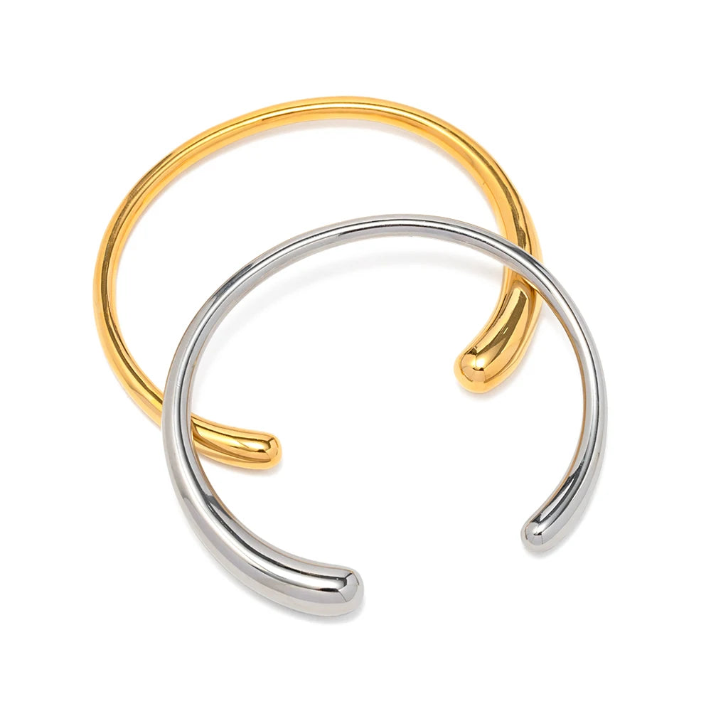 INS Style Stainless Steel 18k Gold Plated Open Bangle Women Fashion Jewelry Bracelets & Bangles