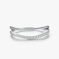Ailmay Pure 925 Sterling Silver Sparkling Clear CZ Fashion Bilayer Finger Ring for Women Simple Design Ring Fine Jewelry Gift