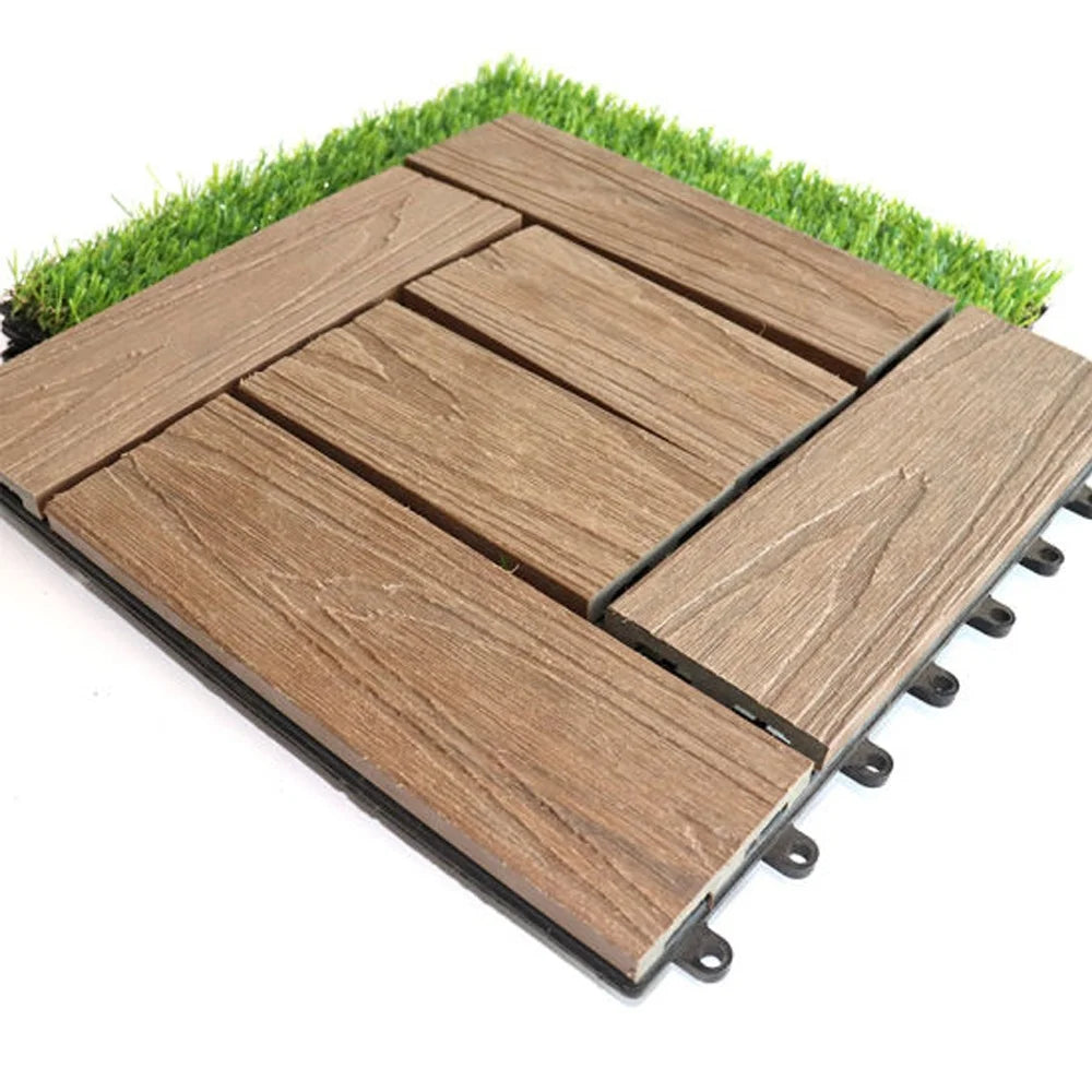 300x300mm Composite WPC Decking Tiles DIY Interlocking Balcony Decking Tiles Outdoor Patio Popular Design Style Outdoor Tiles
