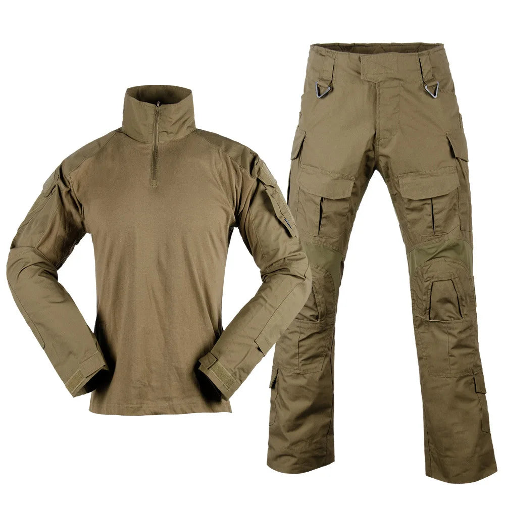 G3P Men's Tactical Frog Shirt Long Sleeve for Outdoor Sport Uniform Shirt Frogman Set Tactical Pant Camouflage Suit