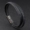 Wholesale Stainless Steel Multi-layer Leather Rope Punk Style Men's Bangle Gift OT-106